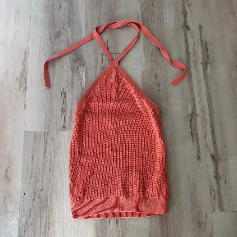 J. Crew Knit Halter Sweater Tank Coral Size Womens Medium